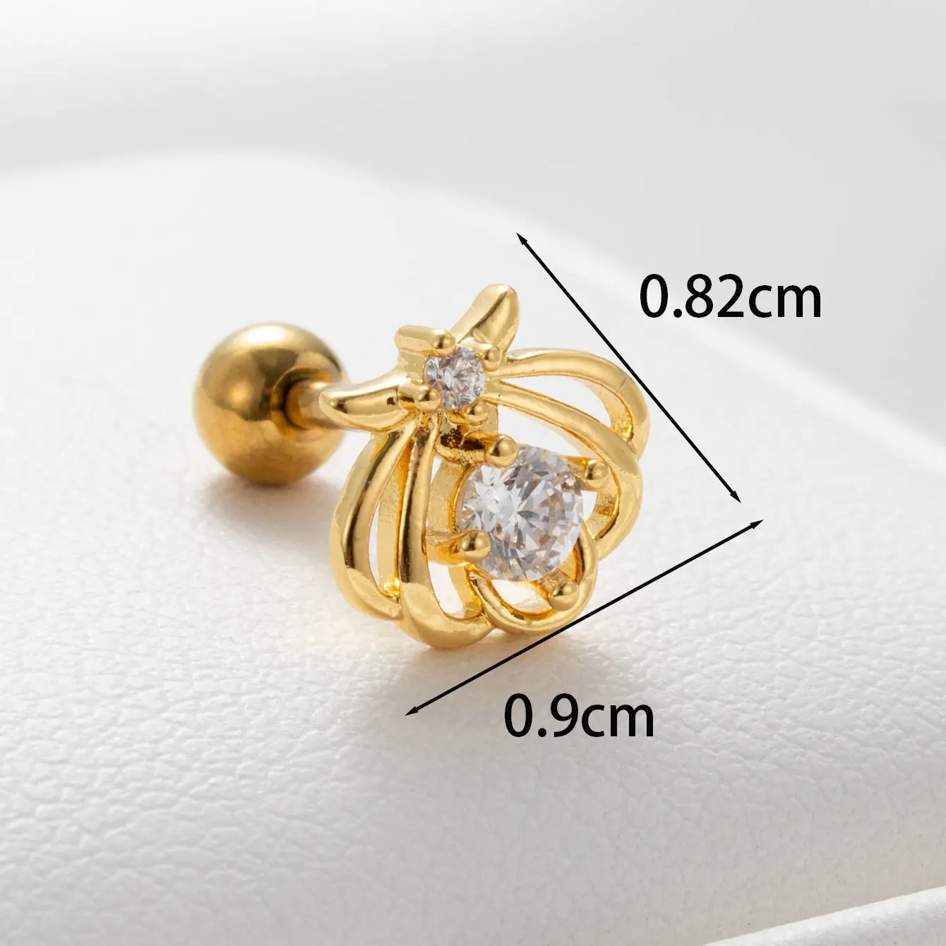 1 Piece Simple Series Classic Plant Copper 18K Gold Plated Zircon Women's Stud Earrings h5 